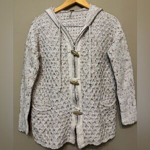 FREE PEOPLE Turn Up The Sun Speckled Toggle Button Zip Up Hooded Cardigan